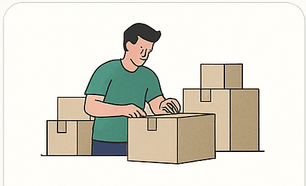 Close-up of hands packing fragile items